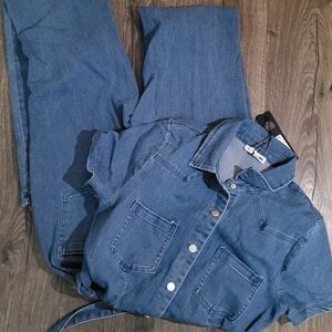 Fashion Nova Women's Blue Denim Jumpsuit